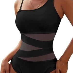 NWT Blooming Jelly Padded one piece Swim Suit in Black/ size XL